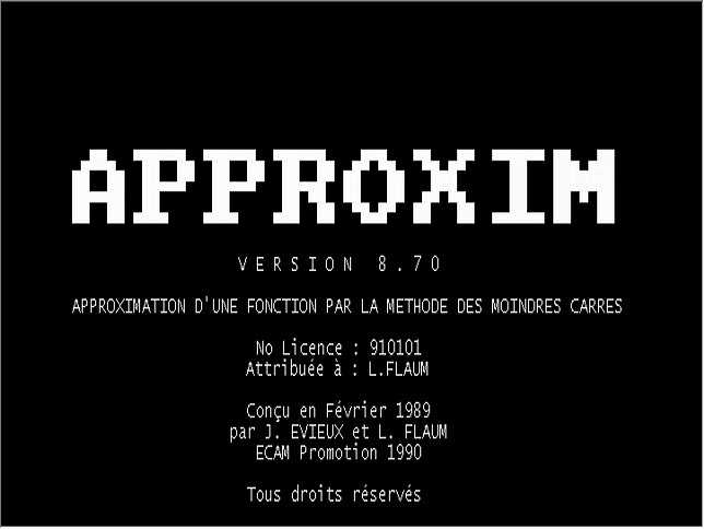 Approxim : Ecran de dmarrage